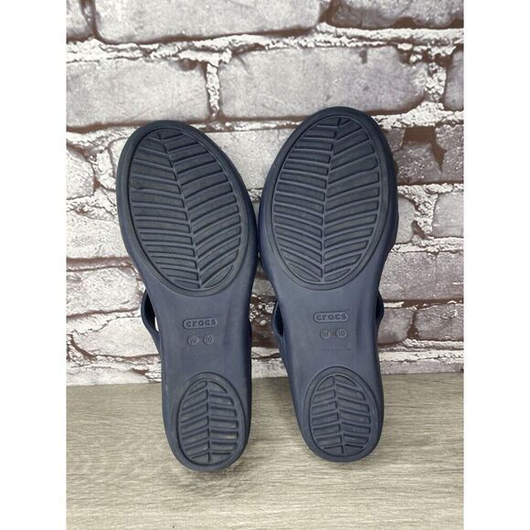 Crocs KELLI Iconic Comfort Navy Blue Slip On Slides Sandals Women Sz 10M US/41EU - Picture 15 of 16